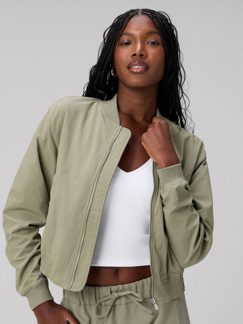 FABLETICS x Keke Palmer Everyday Bomber Jacket NWT in Seagrass small